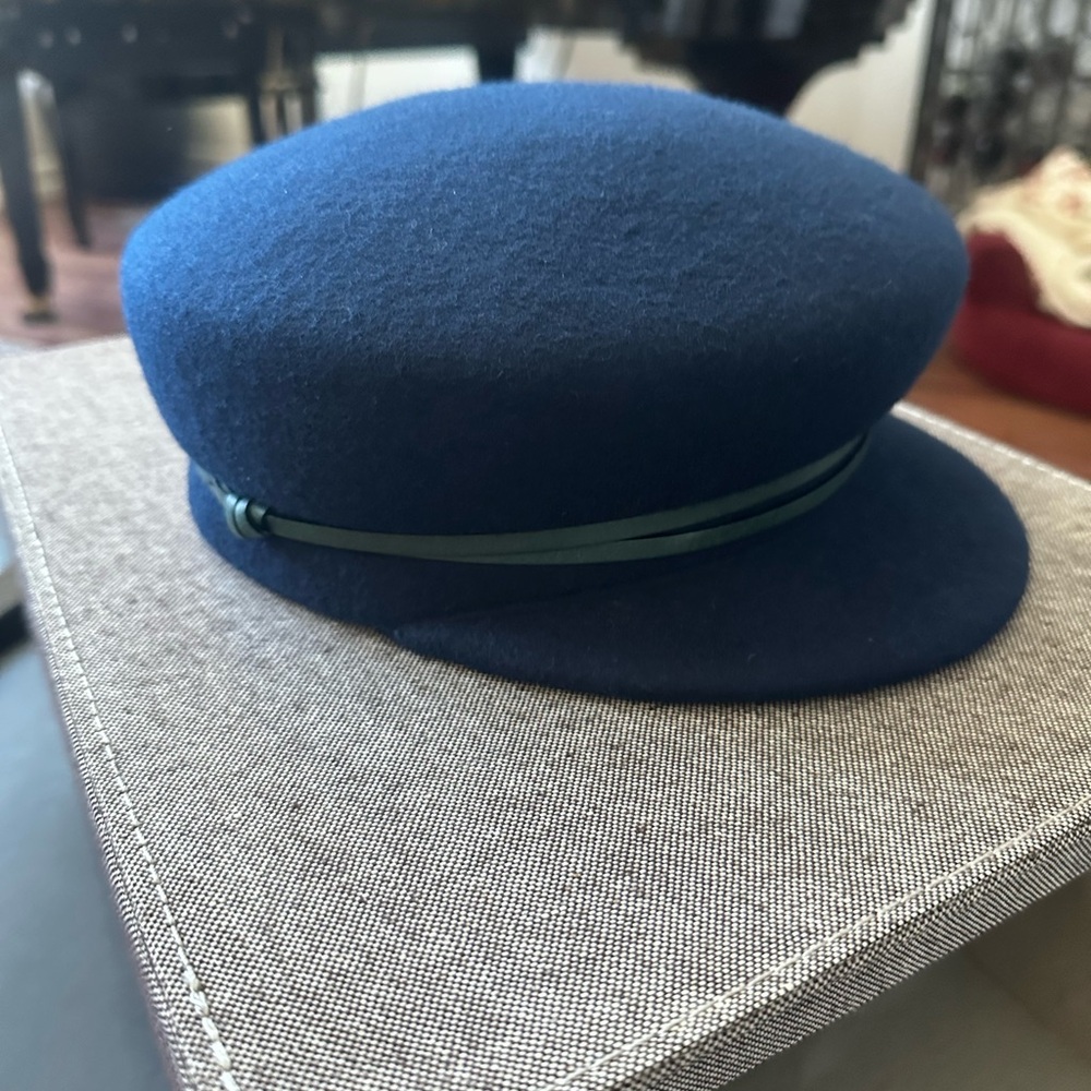 Travaux En Cours Wool Felt Hat Navy Blue Made In Italy